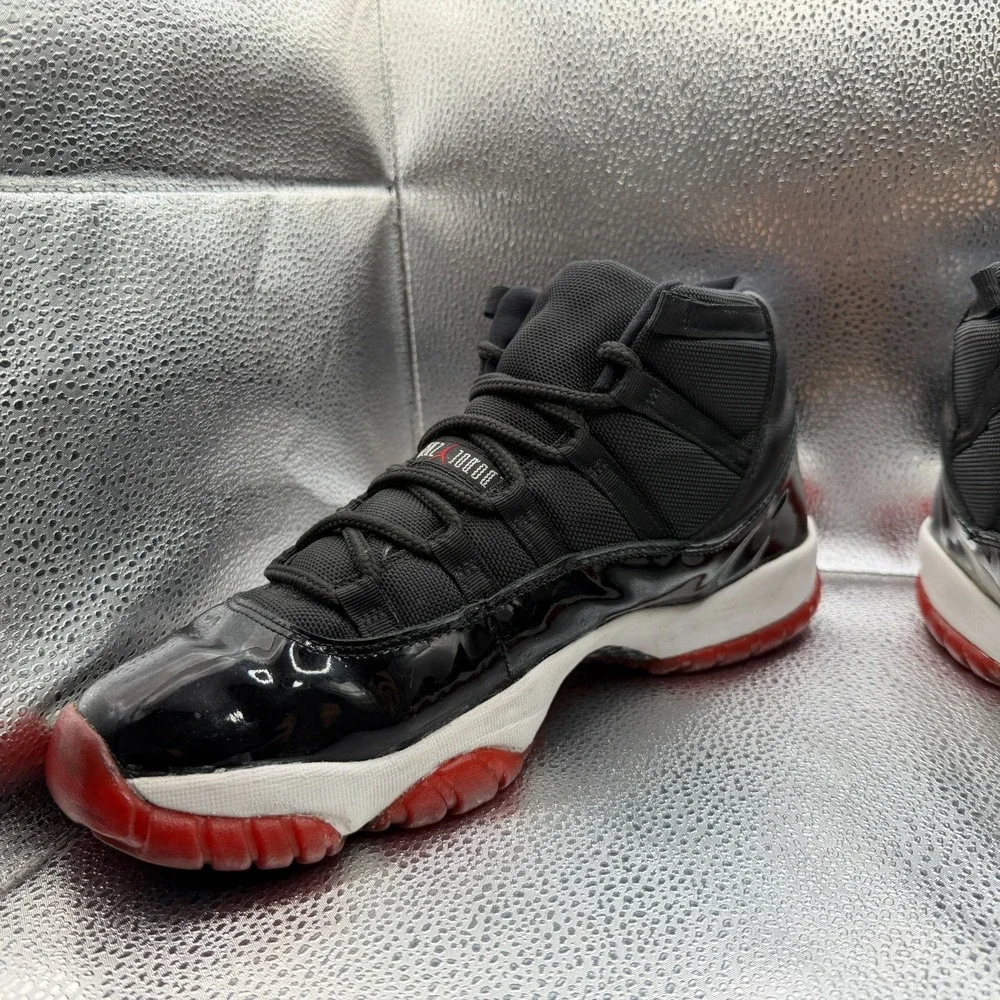 Size 11.5‎ Nike Air Jordan 11 Retro Bred Leather Black Mens Sneakers 136046-061